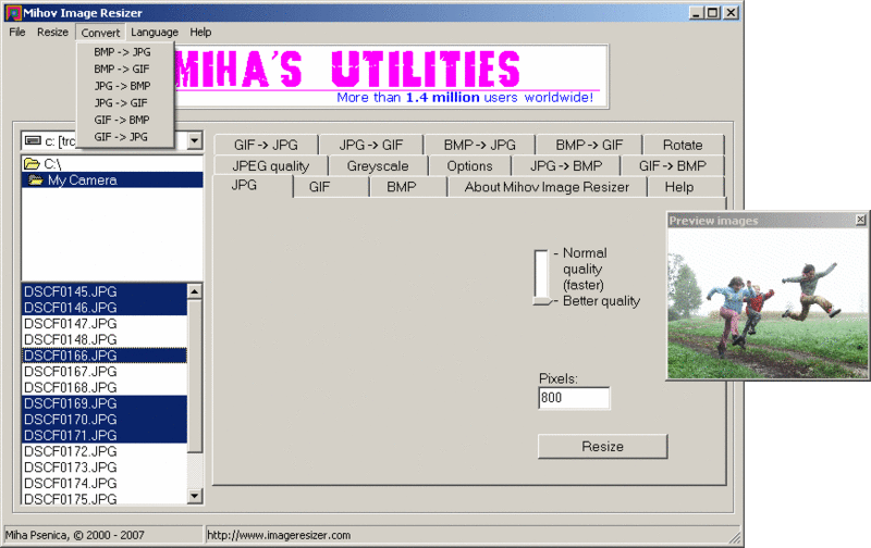 Mihov Image Resizer Screenshot